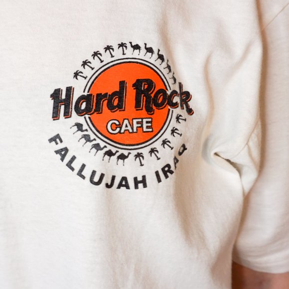 VINTAGE Hard Rock Cafe Fallujah Iraq White Tee - Picture 2 of 8